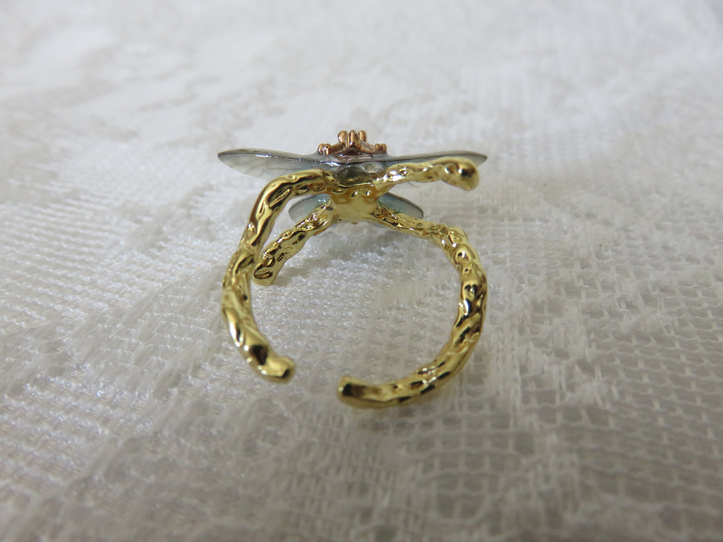 Gold Iridescent Moth Ring