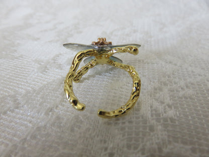 Gold Iridescent Moth Ring