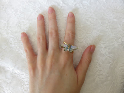 Gold Iridescent Moth Ring