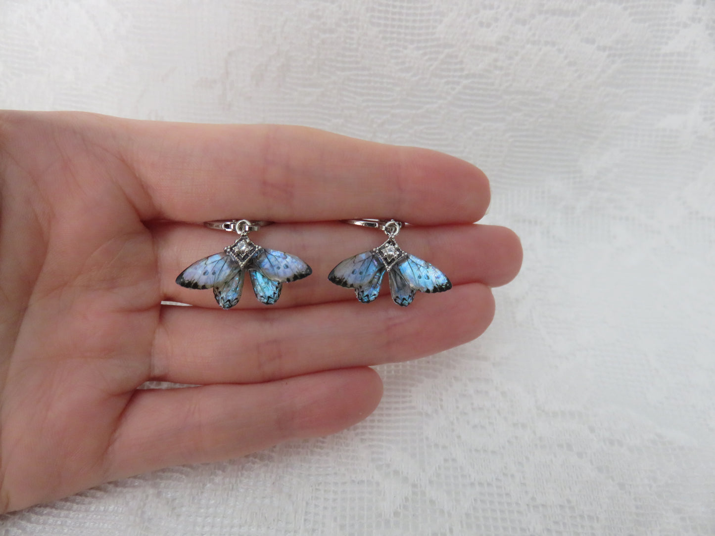 Iridescent Moonstone Butterfly Earrings
