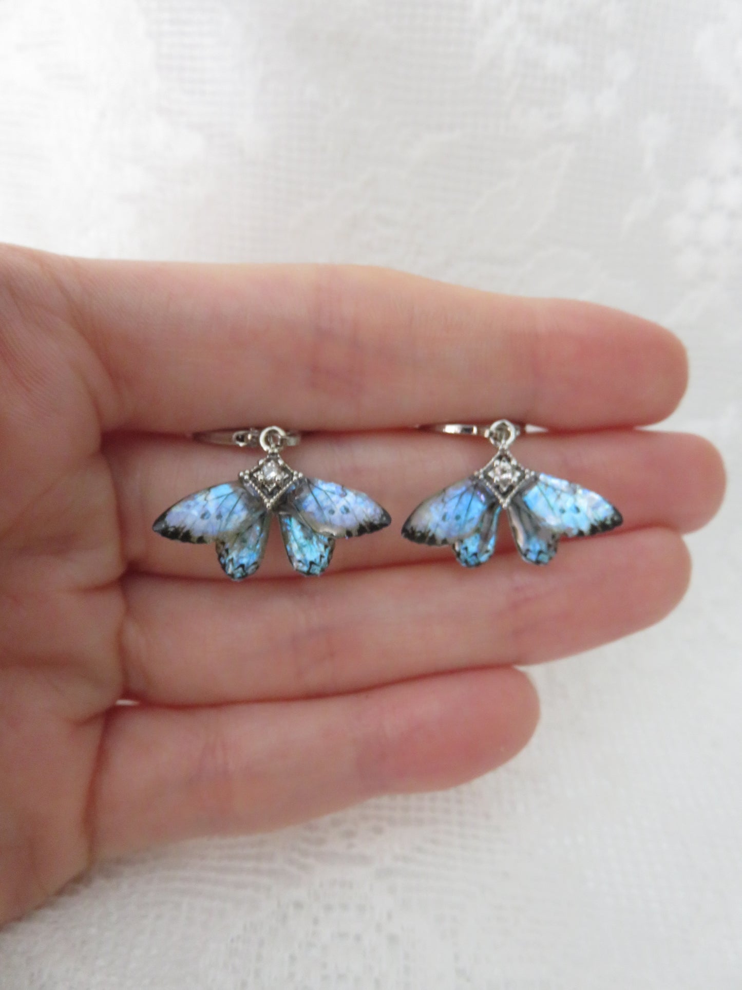 Iridescent Moonstone Butterfly Earrings