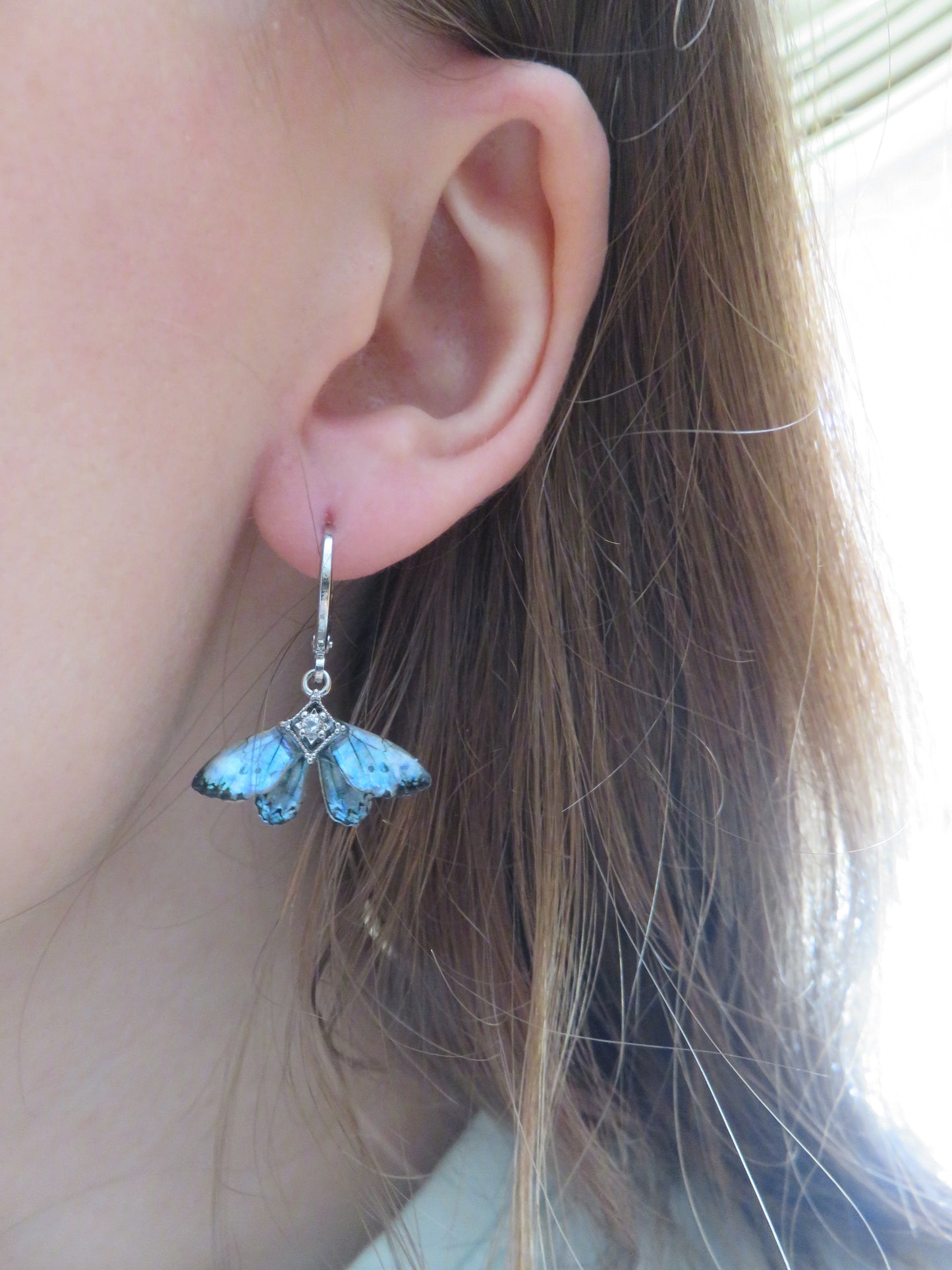 Iridescent Moonstone Butterfly Earrings