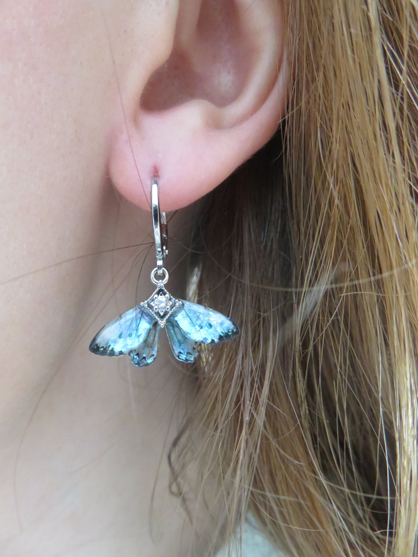 Iridescent Moonstone Butterfly Earrings