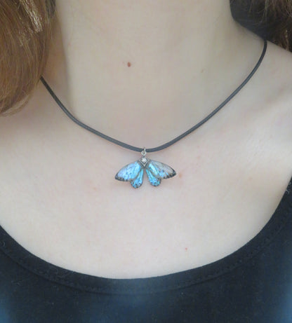 Blue Moonstone Butterfly Necklace