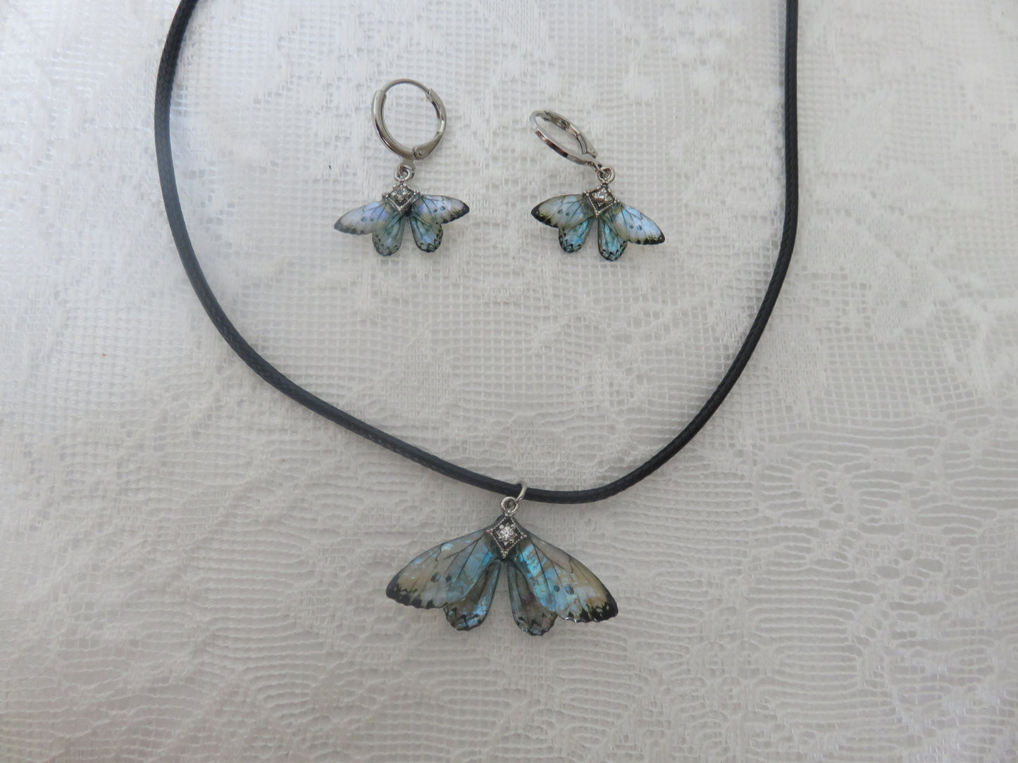 Blue Moonstone Butterfly Necklace