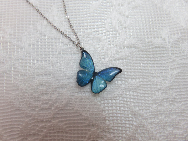 Blue Morpho Butterfly Necklace