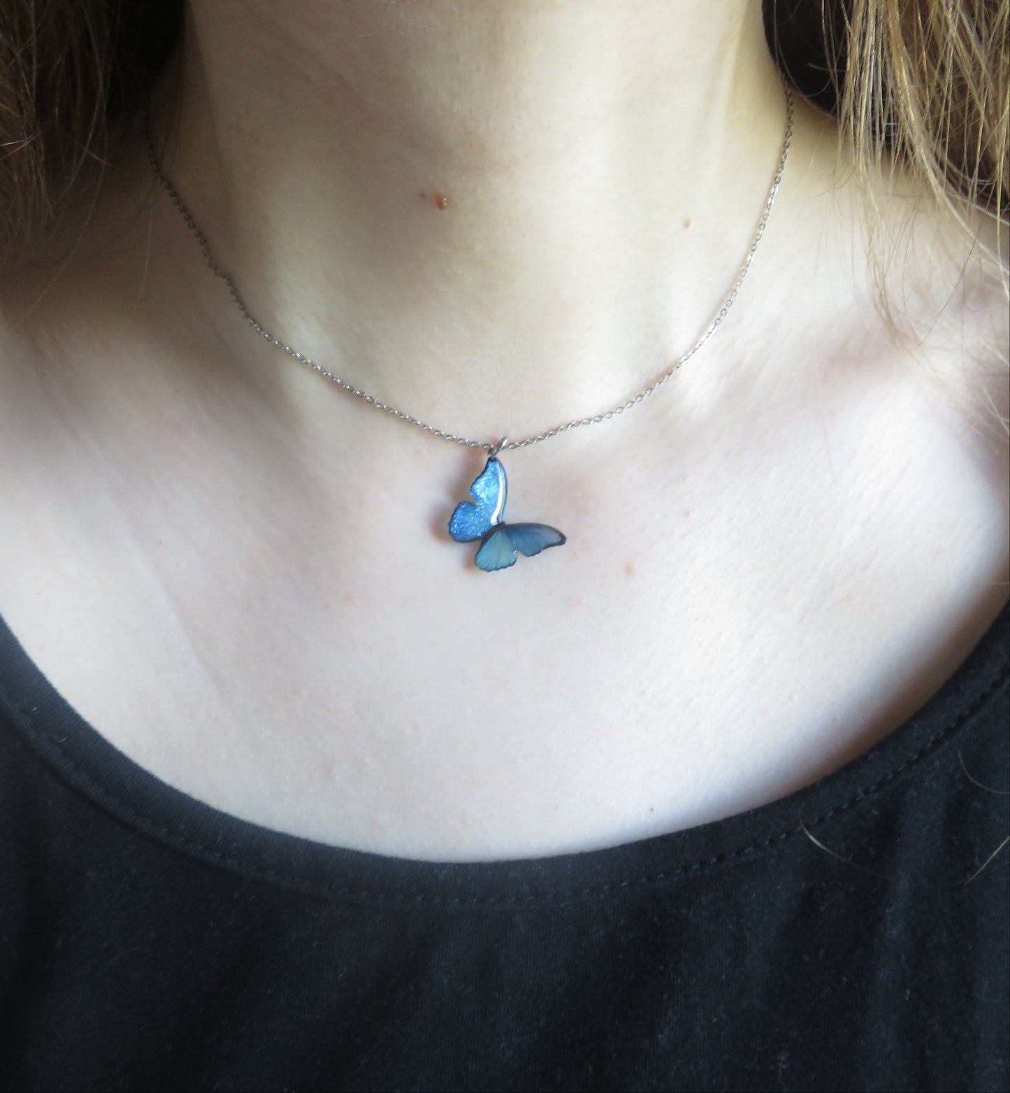 Blue Morpho Butterfly Necklace