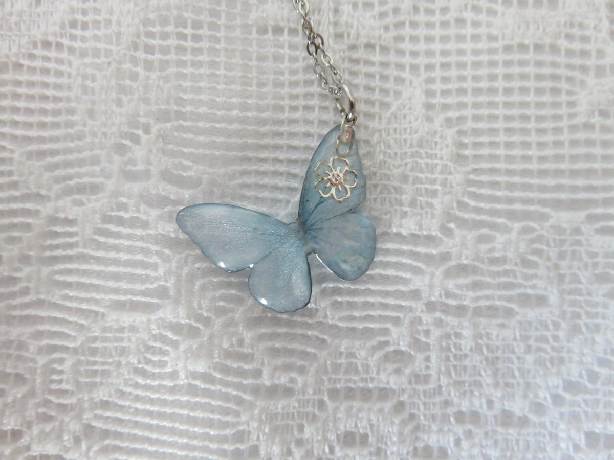 Light Blue Butterfly Necklace — view 5