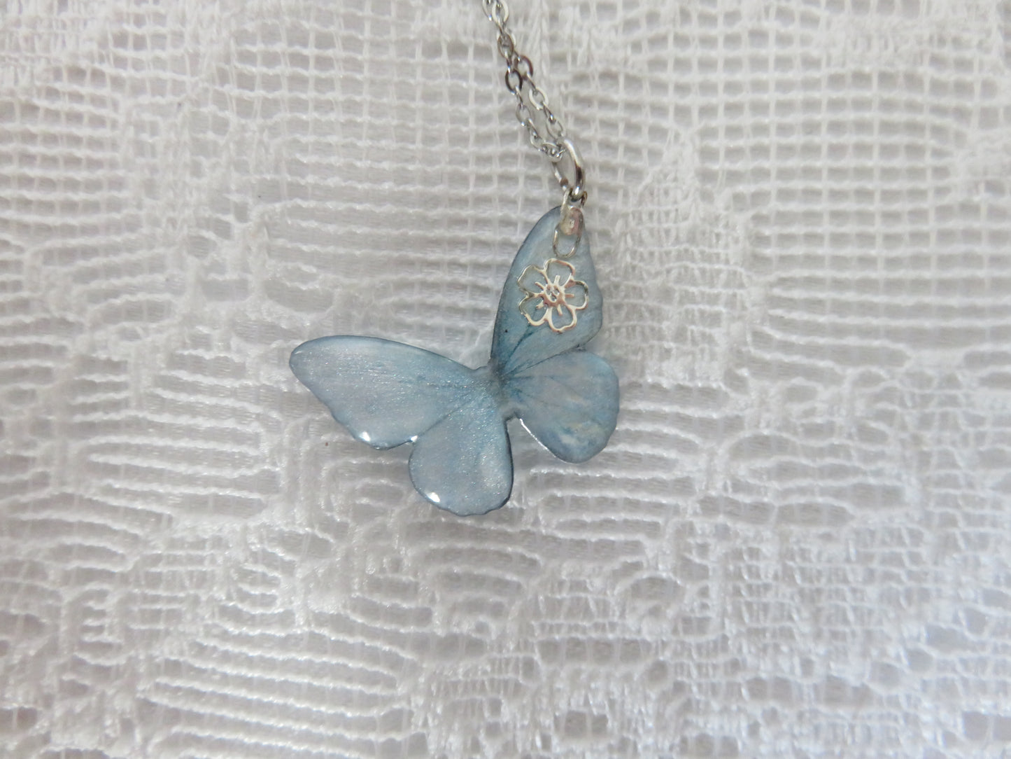 Light Blue Butterfly Necklace
