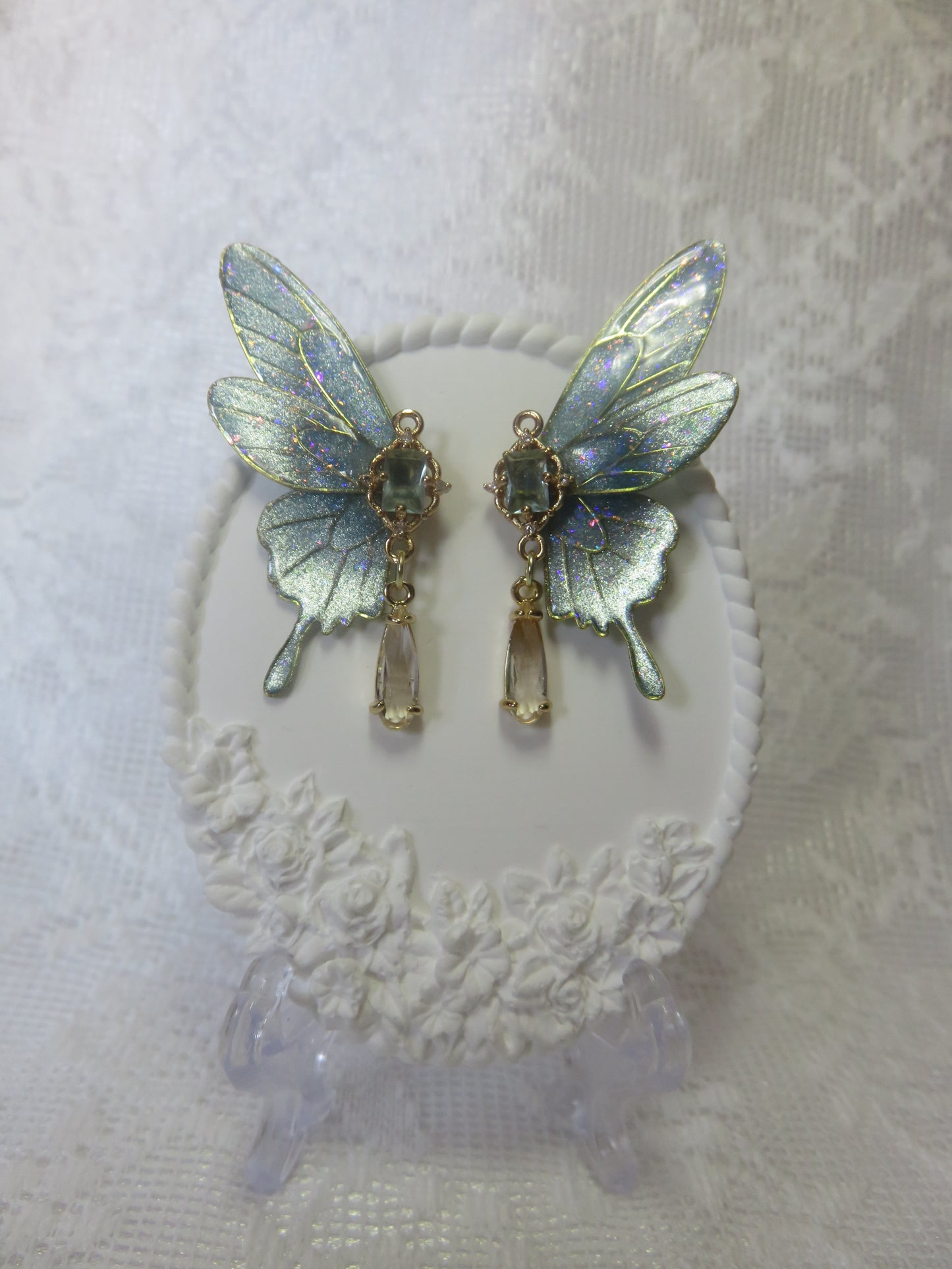 Light Blue Fairy Wing Earrings
