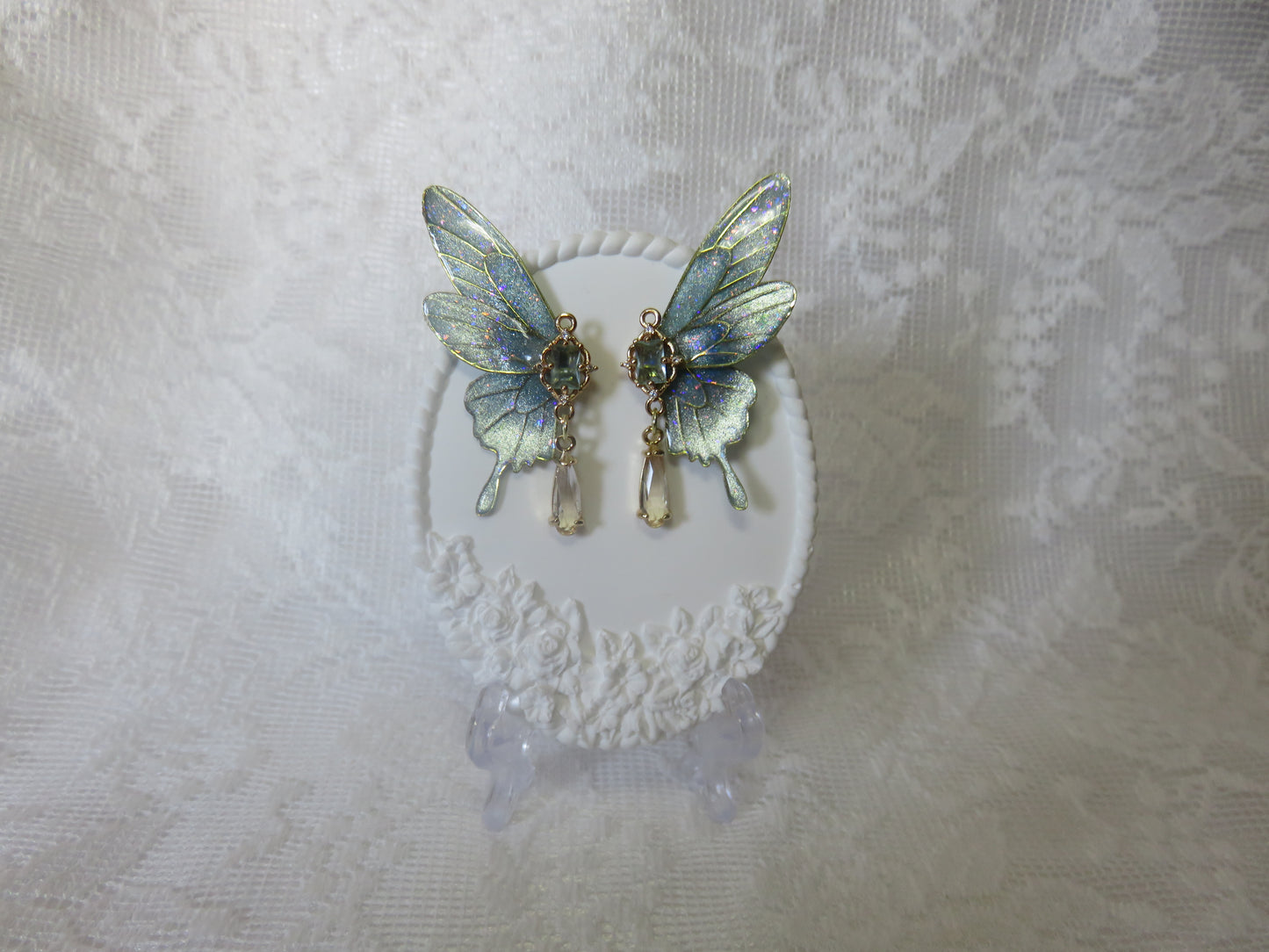 Light Blue Fairy Wing Earrings