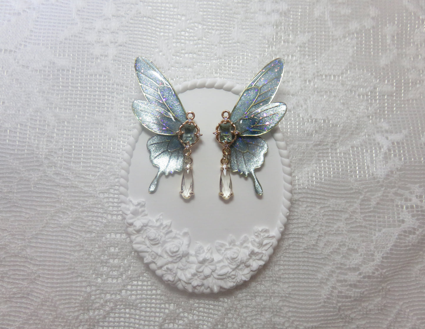 Light Blue Fairy Wing Earrings