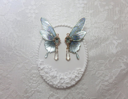 Light Blue Fairy Wing Earrings