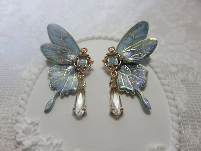 Light Blue Fairy Wing Earrings