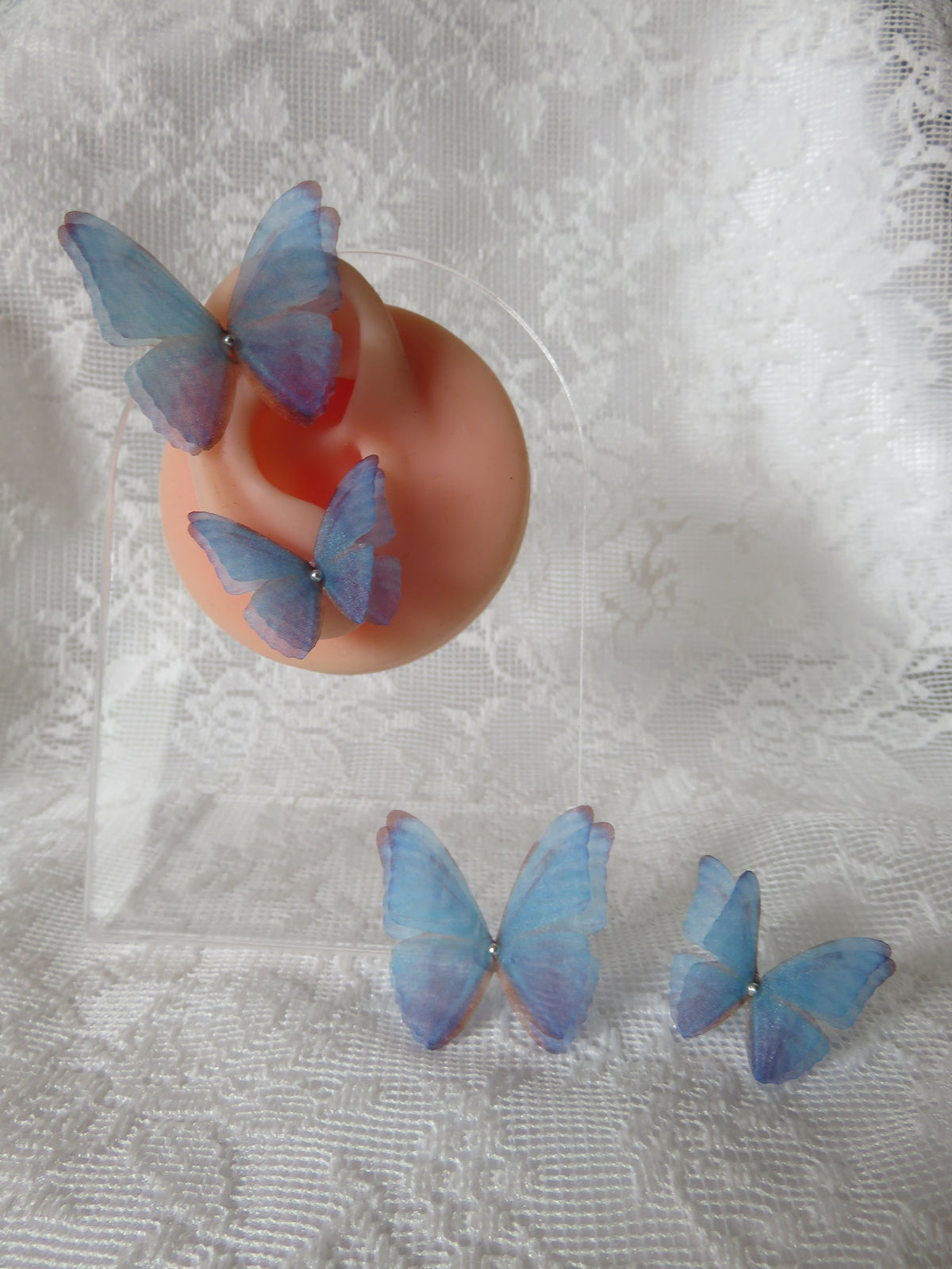 Two Pairs of Blue-Purpleish Butterfly Earcuffs — view 3