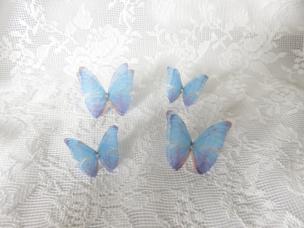 Two Pairs of Blue-Purpleish Butterfly Earcuffs — view 2