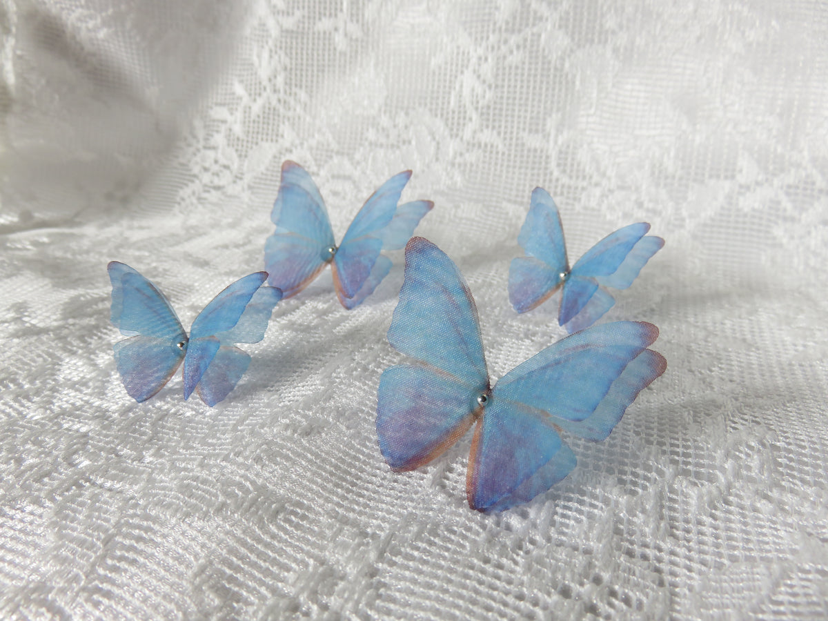 Two Pairs of Blue-Purpleish Butterfly Earcuffs — view 4