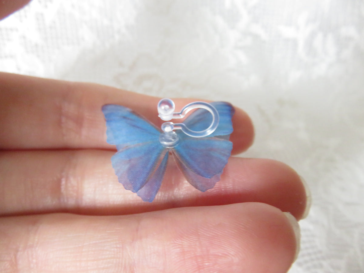 Two Pairs of Blue-Purpleish Butterfly Earcuffs — view 5
