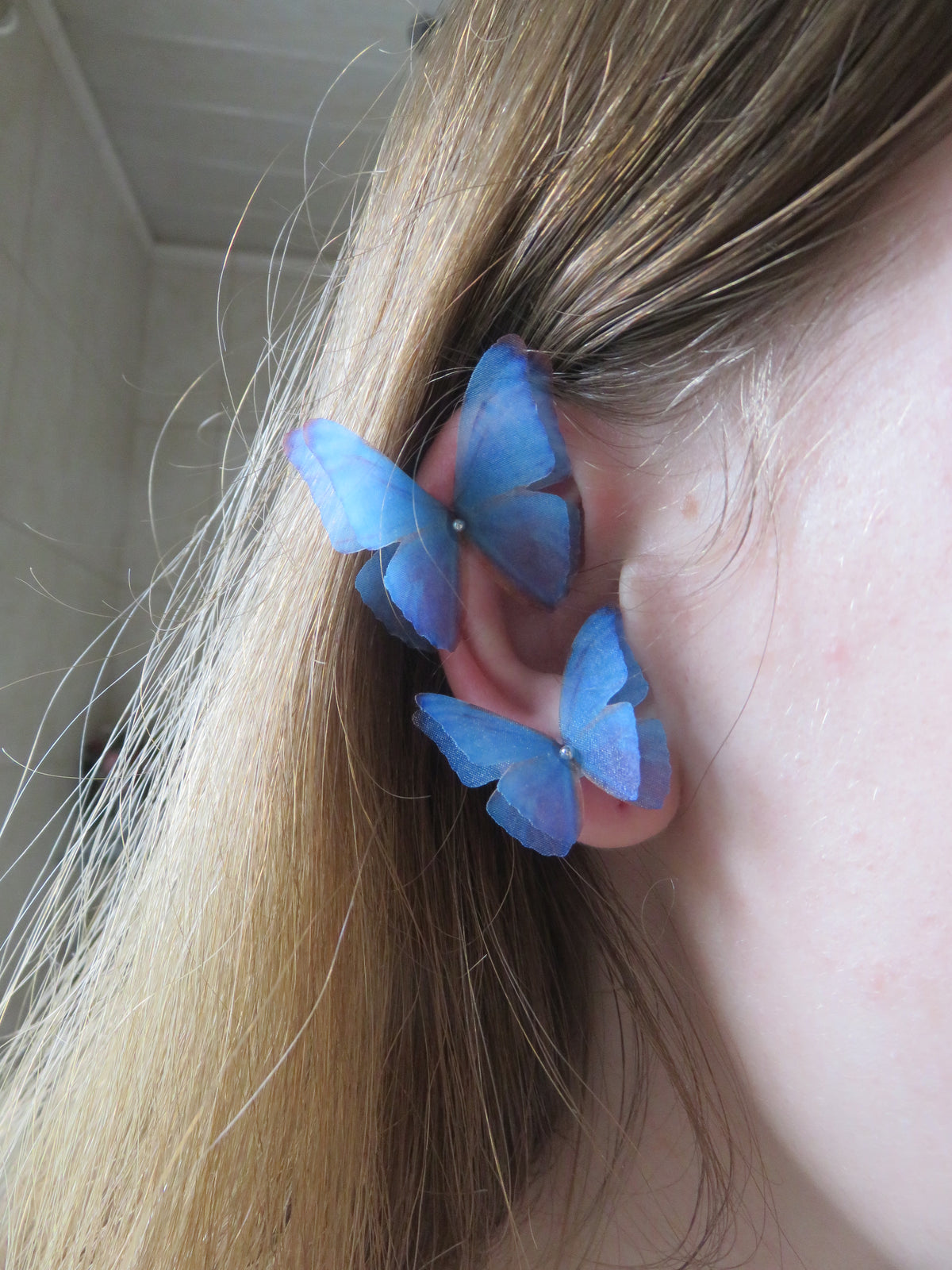Two Pairs of Blue-Purpleish Butterfly Earcuffs