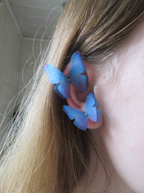 Two Pairs of Blue-Purpleish Butterfly Earcuffs