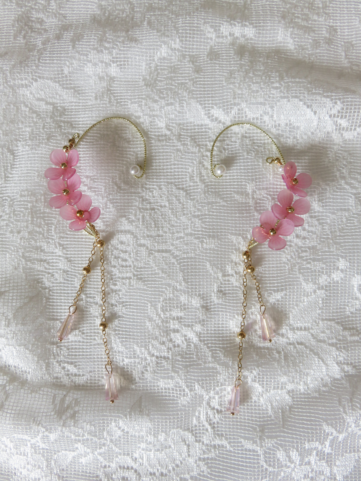 Cherry Blossom Gold Ear Cuff Pair