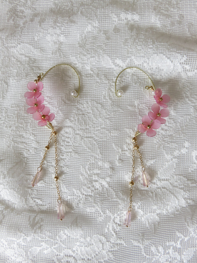 Cherry Blossom Gold Ear Cuff Pair