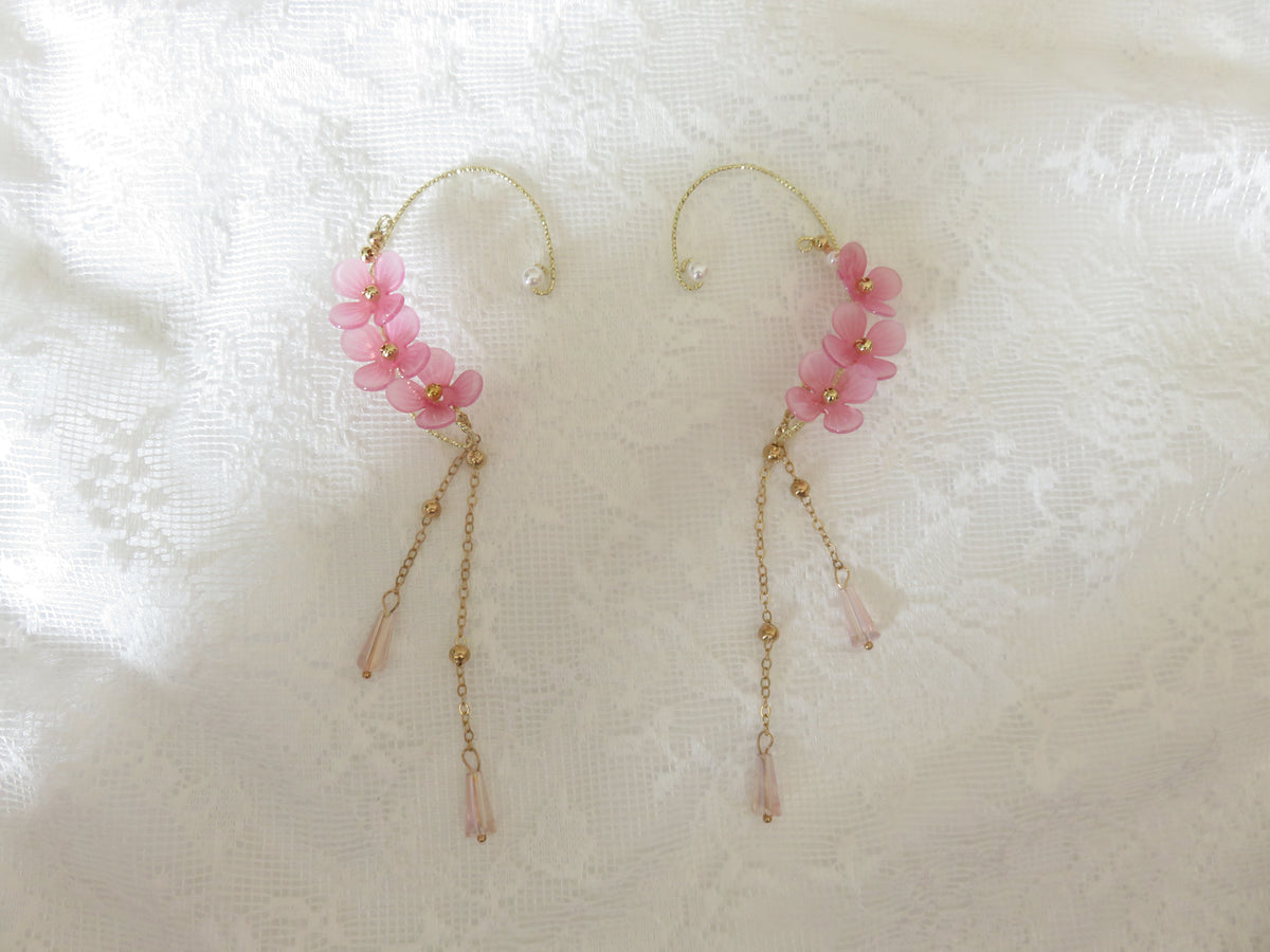 Cherry Blossom Gold Ear Cuff Pair — view 8