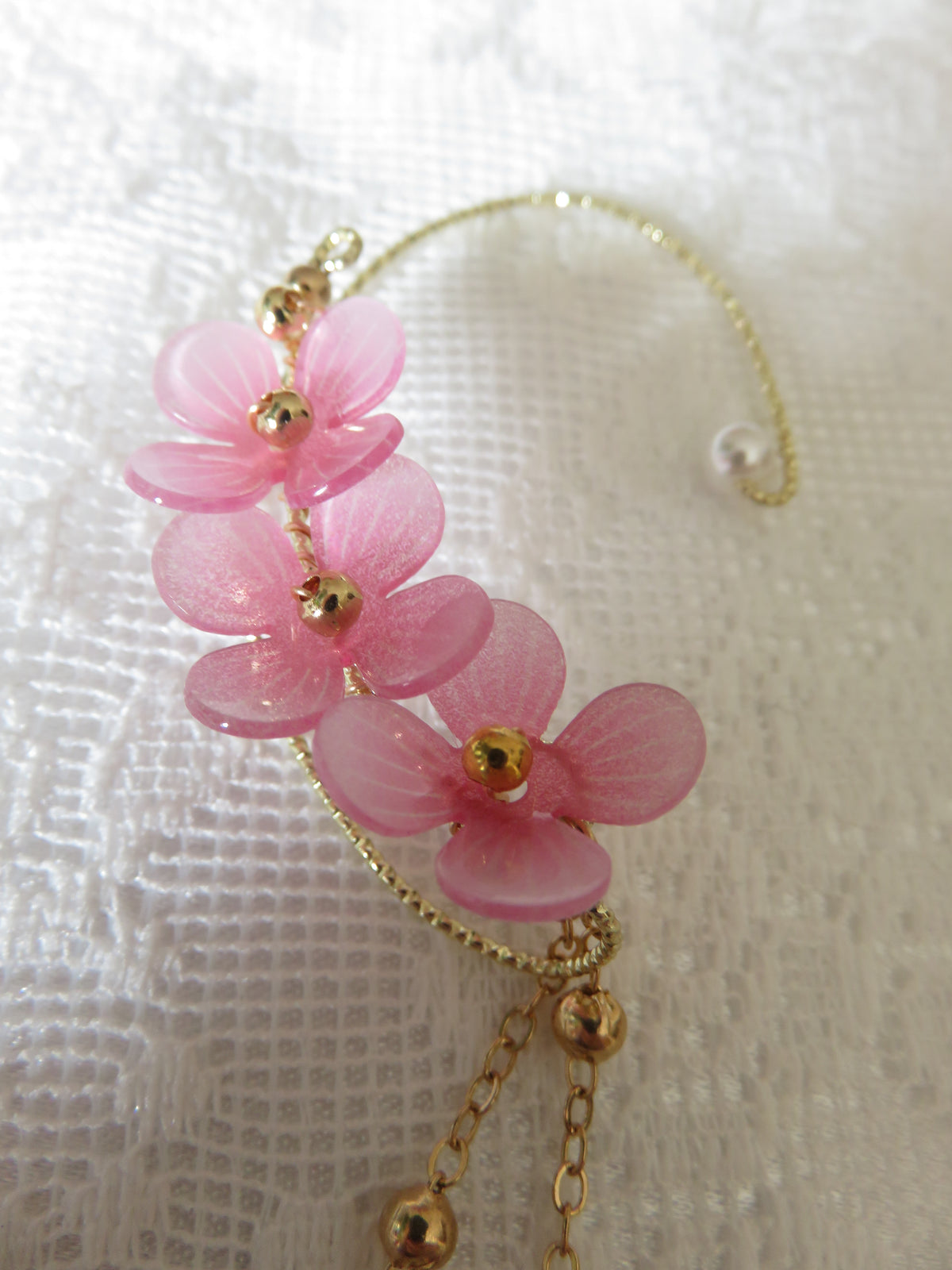 Cherry Blossom Gold Ear Cuff Pair — view 7
