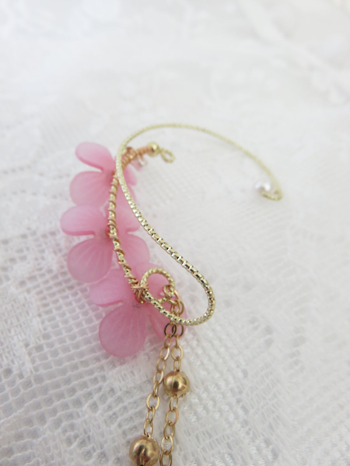 Cherry Blossom Gold Ear Cuff Pair — view 5