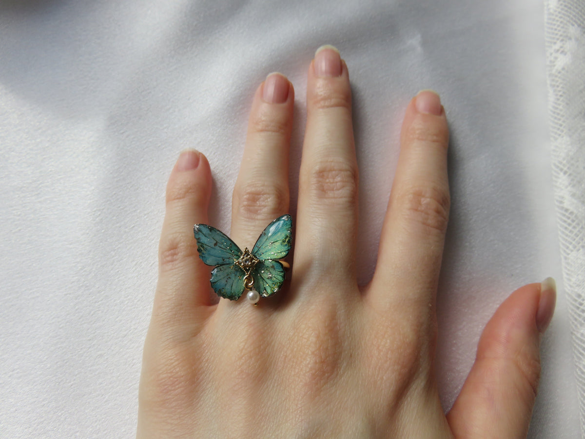 Green Butterfly Adjustable Ring — view 5