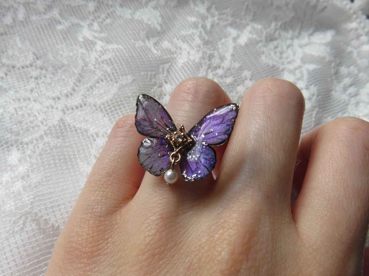 Purple Butterfly Adjustable Ring — view 4