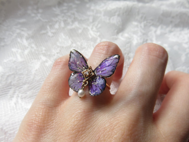 Purple Butterfly Adjustable Ring