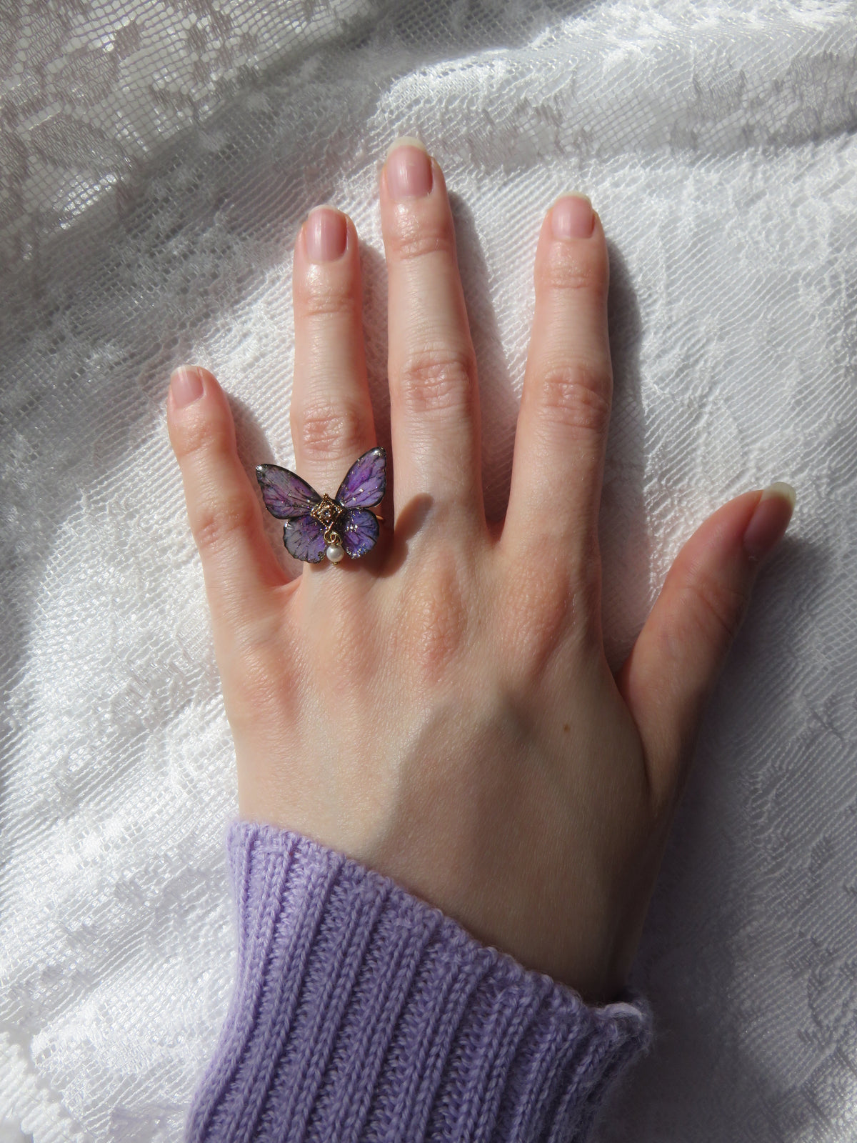 Purple Butterfly Adjustable Ring — view 3