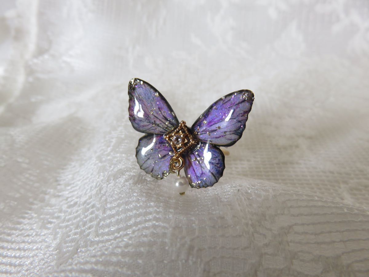 Purple Butterfly Adjustable Ring — view 2