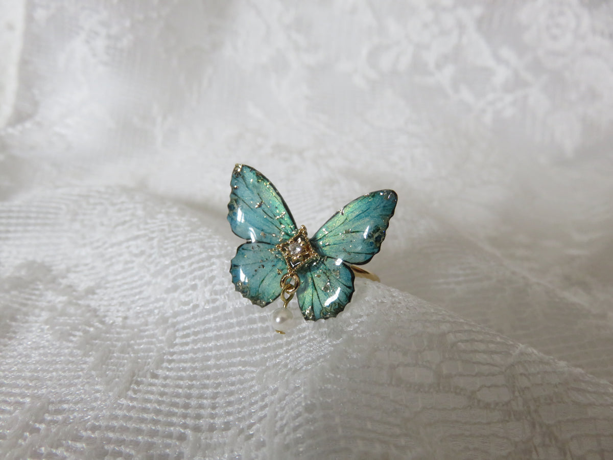 Green Butterfly Adjustable Ring — view 2
