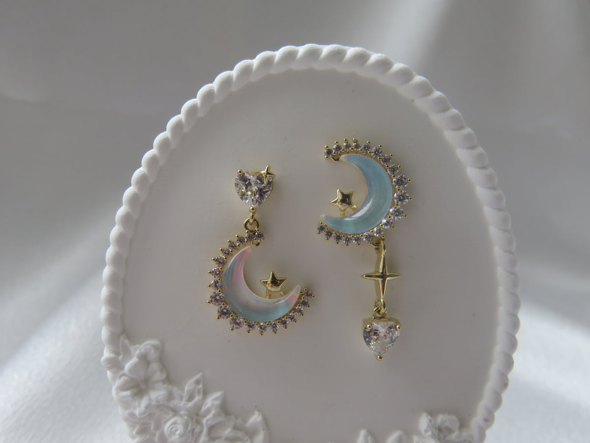 Gold Moon & Star Earrings — view 6