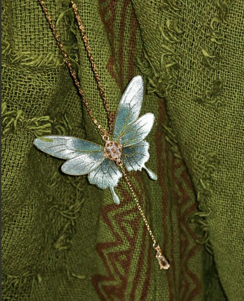 (Made to Order) Six-Winged Butterfly Gold Necklace - Various Colors