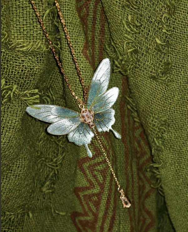 (Made to Order) Six-Winged Butterfly Gold Necklace - Various Colors
