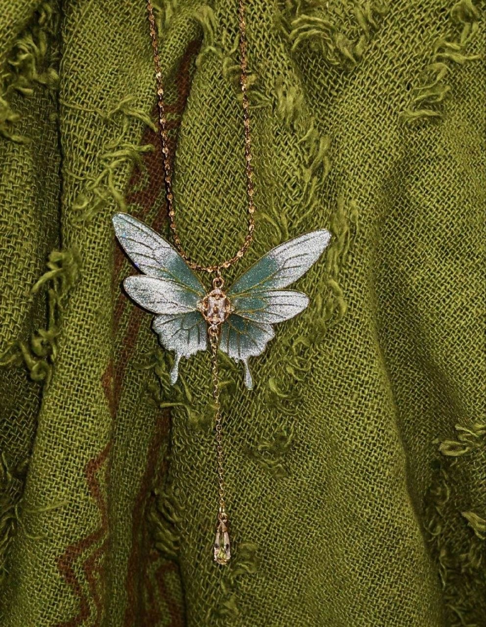 (Made to Order) Six-Winged Butterfly Gold Necklace - Various Colors — view 3