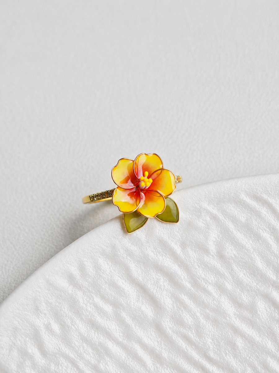 Hibiscus Flower Rings Adjustable