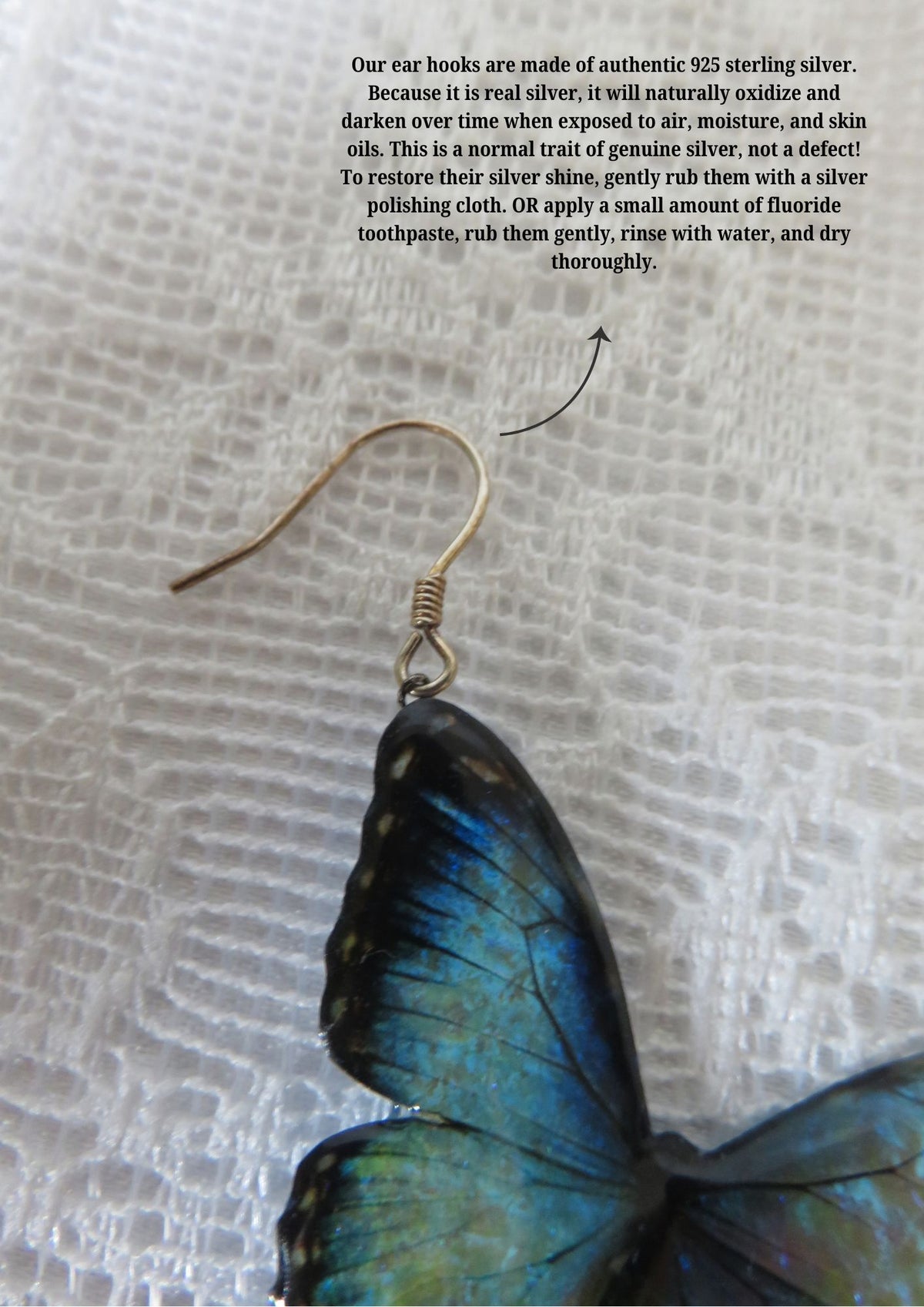 Blue Morpho Butterfly Dangle Earrings — view 3