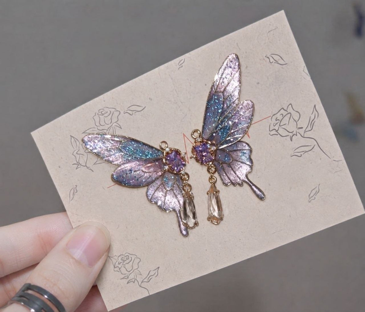Fairy Butterfly Wing Earrings - Multiple Colors — view 8